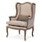Baxton Studio Oreille White Wash Distressed Two-tone Beige Upholstered Armchair 121-6652 - alternate 4